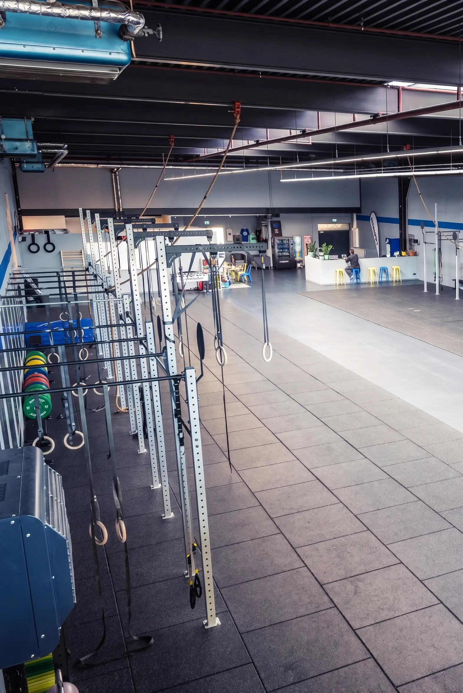 Rubber gym flooring in a training facility